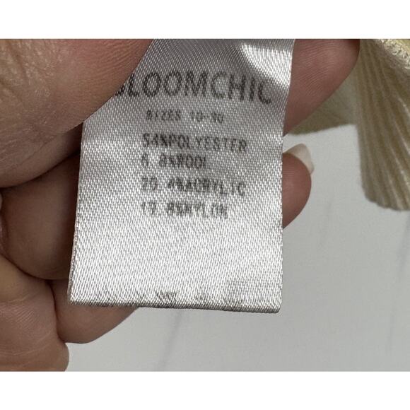 BloomChic Women’s 18/20 Cream Green Striped Button Front Cardigan Sweater - Picture 5 of 6